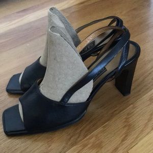 Beautiful genuine leather open-toe heels